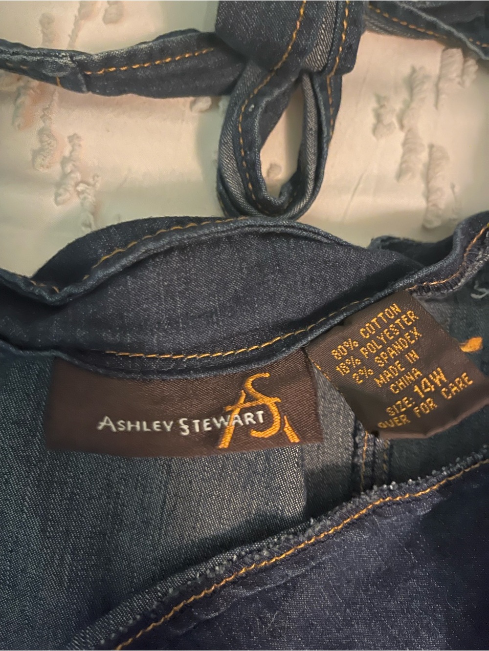 Ashley Stewart Dark Blue Denim Halter Wrap Midi Dress - Picture 4 of 4